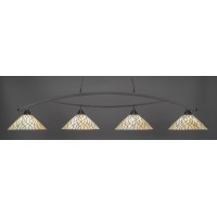 Bow 4 Light Bar Shown In Dark Granite Finish With 16 Sandhill Art Glass