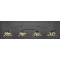 Bow 4 Light Bar Shown In Dark Granite Finish With 16 Crescent Art Glass