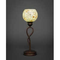 Leaf Mini Table Lamp Shown In Bronze Finish With 6 Mystic Seashell Glass