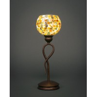 Leaf Mini Table Lamp Shown In Bronze Finish With 6 Sea Mist Seashell Glass