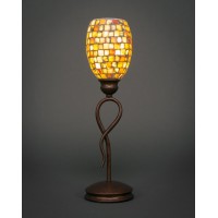 Leaf Mini Table Lamp Shown In Bronze Finish With 5 Sea Haze Seashell Glass