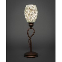 Leaf Mini Table Lamp Shown In Bronze Finish With 5 Natural Fusion Glass