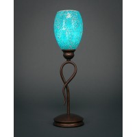 Leaf Mini Table Lamp Shown In Bronze Finish With 5 Turquoise Fusion Glass