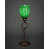 Leaf Mini Table Lamp Shown In Bronze Finish With 5 Green Fusion Glass