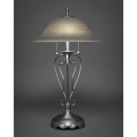 Olde Iron Table Lamp Shown In Brushed Nickel Finish With 16 Gray Linen Glass