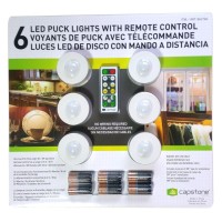 Capstone 6 Led Wireless Puck Lights With Remote Control, White