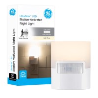 Ge Led Motion Sensor Night Light, Plug Into Wall, 40 Lumens, Soft White, Ul-Certified, Energy Efficient, Ideal Nightlight For Bedroom, Bathroom, Kitchen, Hallway, 12201, White, 1 Pack