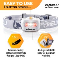 Foxelli Led Headlamp Flashlight For Adults Kids Running Camping Hiking Head Lamp With White Red Light Lightweight Waterp