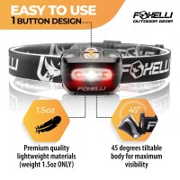 Foxelli Led Headlamp Flashlight For Adults Kids Running Camping Hiking Head Lamp With White Red Light Lightweight Wate