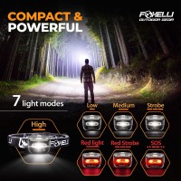 Foxelli Led Headlamp Flashlight For Adults Kids Running Camping Hiking Head Lamp With White Red Light Lightweight Wate