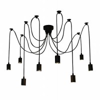 Lixa-Da 8 Arms(Each With 1.7M Wire) Ajustable Diy Ceiling Spider Lamp Light,Industrial Pendant Light Spider Pendant Lighting Retro Chandelier Pendant Dining Hall Bedroom Hotel