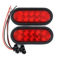 Ppi 2 Red Trailer Truck Led Sealed Red 6 Oval Stopturntail Light Marine Waterproof Including 3Pin Water Tight Plug Dot Sae Wi