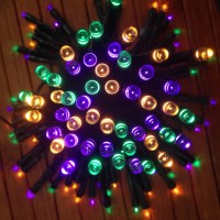 Devida Halloween Decorations Solar String Lights In Purple, Orange And Green, 100 Mini Led Set Plus 13Ft Long Lead Wire, Outdoor Waterproof Decor For Tree Wrap, Patio, Fence