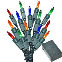 Holiday Essence - Set Of 140 Multi-Color Chasing Lights - Ul Certified - 8 Function Controller/Chaser - Green Wire - Indoor Use