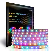 Alitove 5M Ws2812B Individually Addressable Led Strip Light 16.4Ft 300 Smd 5050 Rgb Dream Color Led Pixel String Light Non-Waterproof White Pcb Dc 5V For Home Bedroom Bar Decor Lighting