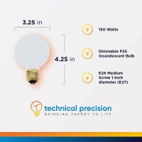 150P25/10 Frosted Incandescent Bulbs 150W 120V Light P25 Light Bulbs By Technical Precision - Medium Base E26 Light Bulb - 2100 Lumens - 1 Pack