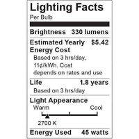 Satco 45R20 Incandescent Reflector, 45W E26 R20, Frosted Bulb [Pack Of 12]