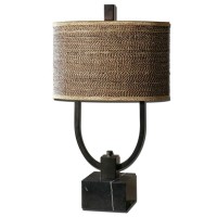 Uttermosts Lamps Combine Premium Quality Materials With Unique Highstyle DesignRustic Bronze Metal With Burnished Edges And A Black Marble Foot The Oval Drum Shade Is Brown And Tan Woven Rattan With Decorative Trim With The Advanced Product Engineering An