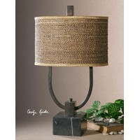 Uttermosts Lamps Combine Premium Quality Materials With Unique Highstyle DesignRustic Bronze Metal With Burnished Edges And A Black Marble Foot The Oval Drum Shade Is Brown And Tan Woven Rattan With Decorative Trim With The Advanced Product Engineering An