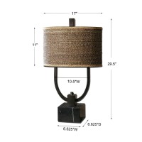 Uttermosts Lamps Combine Premium Quality Materials With Unique Highstyle DesignRustic Bronze Metal With Burnished Edges And A Black Marble Foot The Oval Drum Shade Is Brown And Tan Woven Rattan With Decorative Trim With The Advanced Product Engineering An