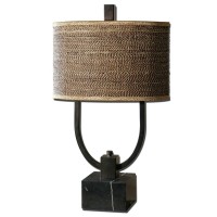 Uttermosts Lamps Combine Premium Quality Materials With Unique Highstyle DesignRustic Bronze Metal With Burnished Edges And A Black Marble Foot The Oval Drum Shade Is Brown And Tan Woven Rattan With Decorative Trim With The Advanced Product Engineering An