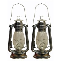 Silver Hurricane Kerosene Oil Lantern Emergency Hanging Light / Lamp - 12 Inches (2)