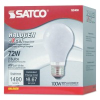 Satco S2408 Halogen A Type Bulb, 72 Watts, 2/Pack