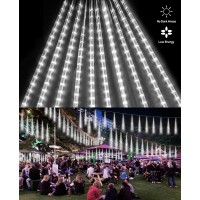 Eagwell Meteor Shower Lights Outdoor, 20 Inch 10 Tube 540 Leds White Meteor Lights, Cascading Falling Rain Lights, Raindrop Snowfall Icicle Lights For Tree Yard Party Patio Christmas Decoration