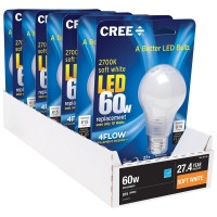 Cree Ba19-08027Omb-12De26-3_120 60W Equivalent 2700K A19 Led Light Bulb With 4Flow Filament Design (8 Pack), Soft White