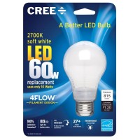 Cree Ba19-08027Omb-12De26-3_120 60W Equivalent 2700K A19 Led Light Bulb With 4Flow Filament Design (8 Pack), Soft White