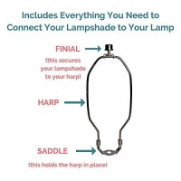 Lamp Harp Kit - 9 Inch Long Nickel Silver Harp For Lamps - Complete Lamp Harp Set Includes Harp, Saddle Base And Finial - Lampshade Holder Attachments For Table And Floor Lamps