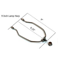 Lamp Harp Kit - 9 Inch Long Nickel Silver Harp For Lamps - Complete Lamp Harp Set Includes Harp, Saddle Base And Finial - Lampshade Holder Attachments For Table And Floor Lamps