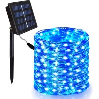 Solarmks Solar String Lights,200 Led Solar Lights Outdoor 8 Modes Blue Christmas Lights Waterproof Solar Fairy Lights For Pool Garden Patio Wedding Party Christmas Holiday Outdoor Decorative