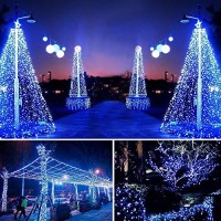 Solarmks Solar String Lights,200 Led Solar Lights Outdoor 8 Modes Blue Christmas Lights Waterproof Solar Fairy Lights For Pool Garden Patio Wedding Party Christmas Holiday Outdoor Decorative