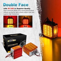 Partsam 2X Truck Trailer Square Double Face Pedestal Stop Turn Tail Light Amber/Red 39 Led For Trucks