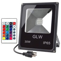 Glw Led Rgb Flood Light Stage Lighting, 30W Outdoor Color Changing Lights With Remote Control, Ip65 Waterproof Dimmable Wall Washer Light, Flood Lamp 16 Colors 4 Modes With Us 3-Plug