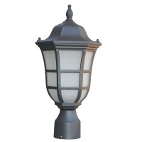 Etoplighting Le Noir Collection Matt Black Finish Exterior Outdoor Lantern Light With Frost Bubbled Glass, Post Apl1110