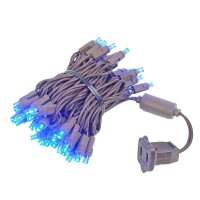 Novelty Lights 50 Commercial Led Christmas Lights (Blue), 11 Feet W/ 2.5 Inch Bulb Spacing, 5Mm Bulbs, Ul Listed, Brown Wire String Lights