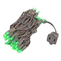 Novelty Lights 50 Commercial Led Christmas Lights (Green), 11 Feet W/ 2.5 Inch Bulb Spacing, 5Mm Bulbs, Ul Listed, Brown Wire String Lights