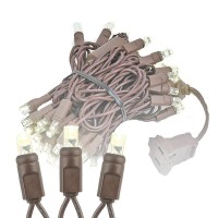 Novelty Lights 50 Commercial Led Christmas Lights (Warm White), 11 Feet W/ 2.5 Inch Bulb Spacing, 5Mm Bulbs, Ul Listed, Brown Wire String Lights