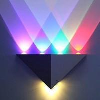 Lemonbest Modern Triangle 5W Led Wall Sconce Light Fixture Indoor Hallway Up Down Wall Lamp Spot Light Aluminum Decorative Lighting For Theater Studio Restaurant Hotel (Hardwired)