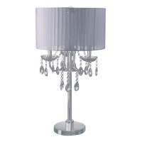 Sh Lighting 6733T-Wh(U) Crystal Inspired 3-Bulb Table Touch Lamp, 295H, Whitechrome