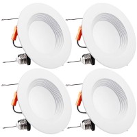 Torchstar 56 Inch Dimmable Led Recessed Downlight, Baffle Trim, Retrofit Recessed Lighting, 15W (120W Equiv), Cri 90, Damp Location, Ul Listed, 1100Lm, 4000K Cool White, Pack Of 4