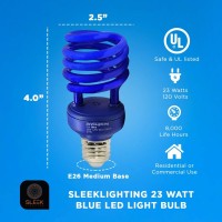 Sleeklighting 23 Watt T2 Blue Light Spiral Cfl Light Bulb,- Ul Approved- 120V, E26 Medium Base-Energy Saver (Pack Of 4)