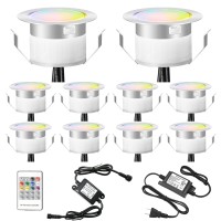 Fvtled Outdoor Deck Lights Kit Shell F45Mm, 10-Pack Rgb Led Deck Lights 12V Low Voltage Ip67 Waterproof For Garden Yard Stairs Patio Floor Kitchen Decoration Inground Landscape Lighting