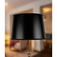 10X12X08 Hardback Shallow Drum Lampshade Black Parchment With Brass Spider Fitter - Perfect For Table And Desk Lamps - Medium, Black