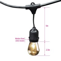 Feit Electric 72041 30 Foot Heavy-Duty Weather Resistant Decorative Indoor And Outdoor 10 Sockets Incandescent String Lights, 30', 11W, Dimmable,Black