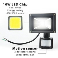 Etoplighting 10 Watt Led Motion Sensor Pir Flood Light For Indoor Outdoor Use, Apl1177, Daylight White