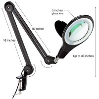 Brightech Lightview Pro Magnifying Desk Lamp, 225X Light Magnifier, Adjustable Magnifying Glass With Light For Crafts, Reading, Close Work - Black