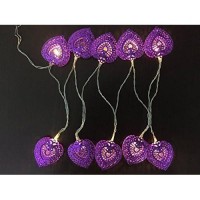 Christmas Concepts 10 Warm White Led Metal Filigree Purple Heart Shaped Lights - Christmas Lights - Everyday Lights 